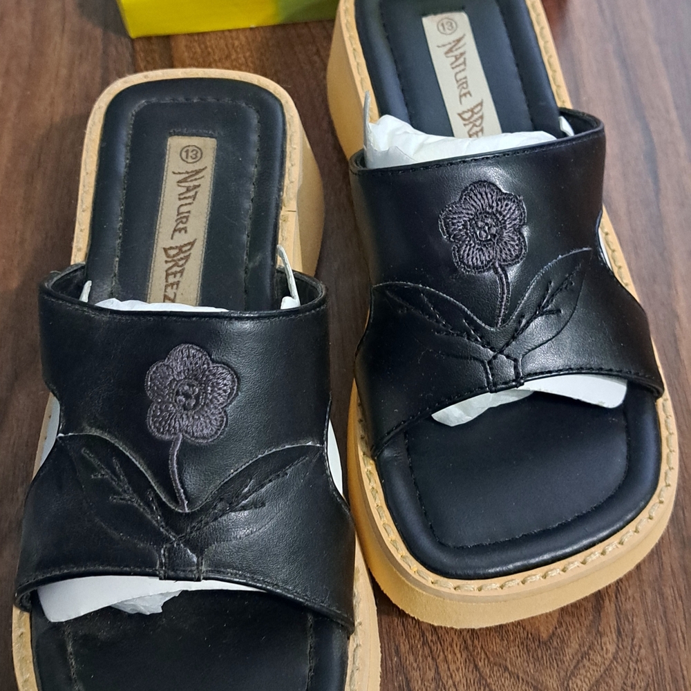 Nature Breeze Black Floral Kids Shoes